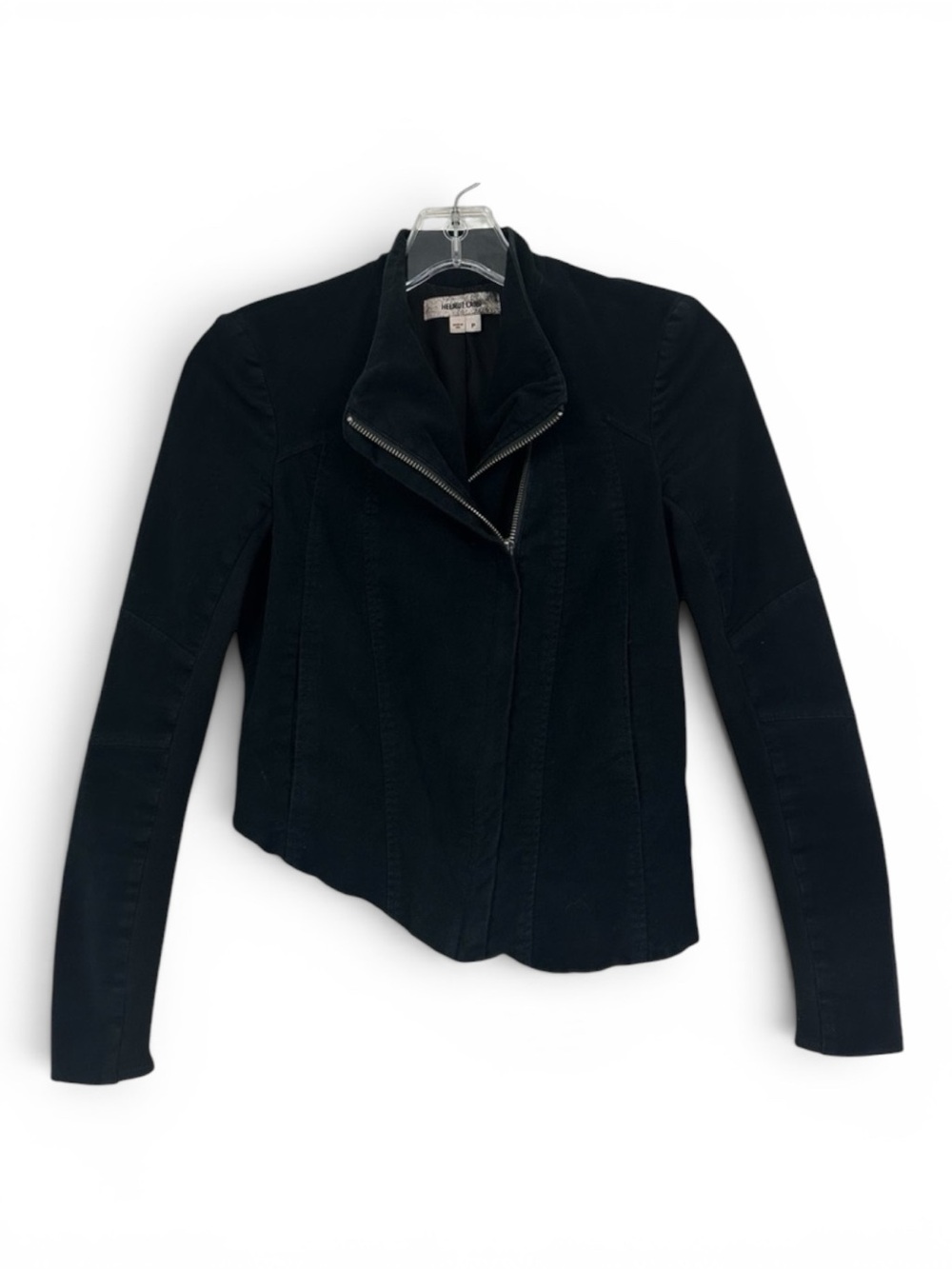 Helmut Lang Women’s Cropped Asymmetrical Jacket Black Size P